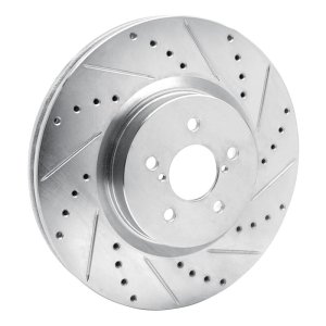 Subaru Outback Brake Rotor (1) - Front Right - R1 Concepts - Drilled & Slotted - Silver - `05-`18